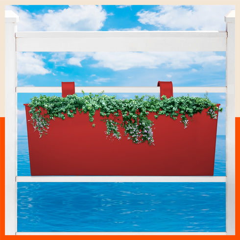 LEA Hanging Metal Pot Holders / Planters for Home / Balcony / Garden | Red